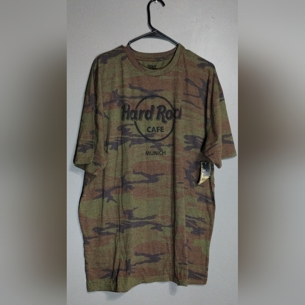Hard Rock Cafe Shirt Men's 2XL Green Camo Short Sleeve